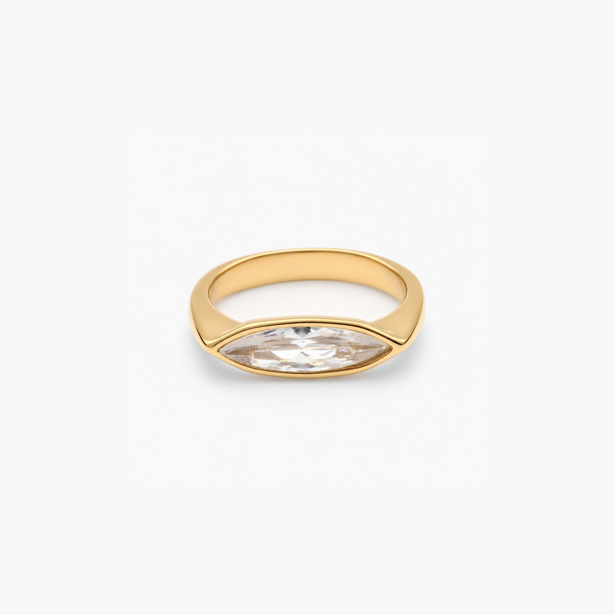 Mira Sleek Ring | Marquise-Cut Gemstone, 18k Gold Plated 3