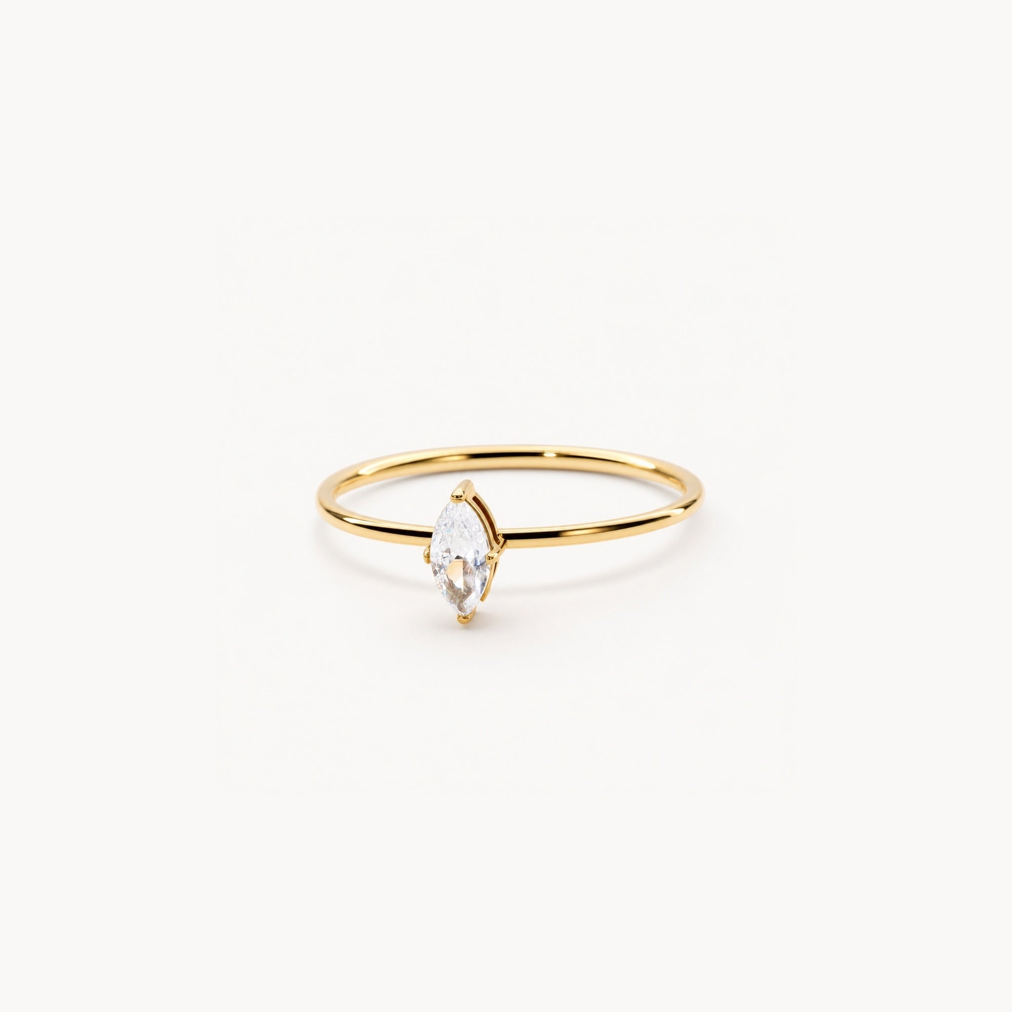 Mira Solitaire Ring | Marquise Cut Cubic Zirconia, 18k Gold Plated 0
