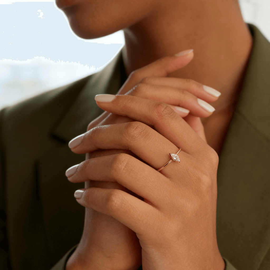 Mira Solitaire Ring | Marquise Cut Cubic Zirconia, 18k Gold Plated 1