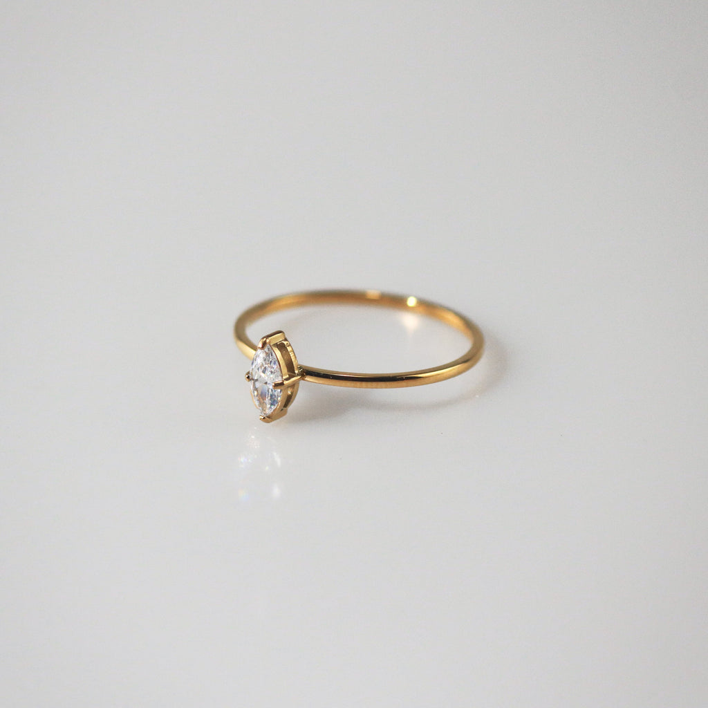 Mira Solitaire Ring | Marquise Cut Cubic Zirconia, 18k Gold Plated 3