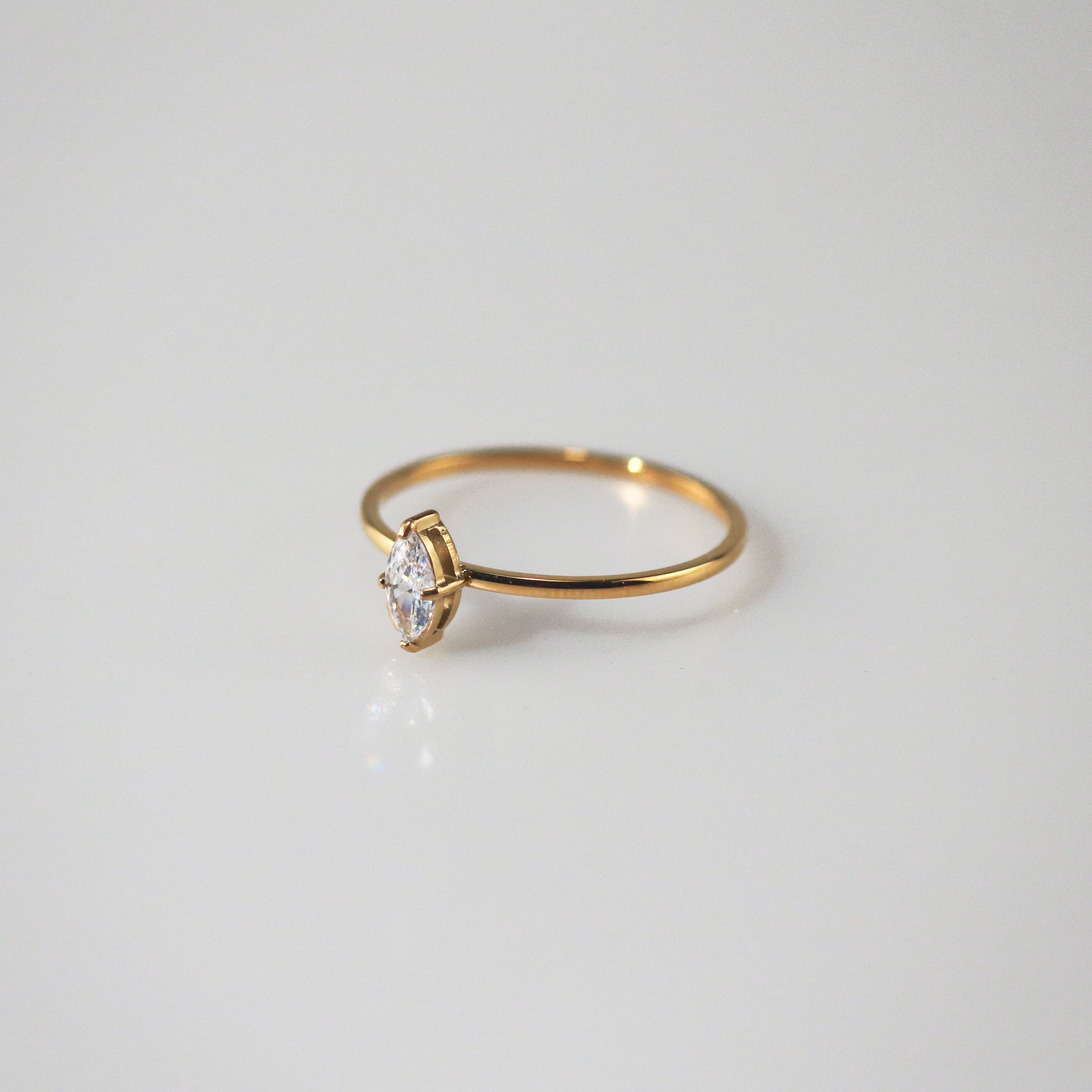 Mira Solitaire Ring | Marquise Cut Cubic Zirconia, 18k Gold Plated 3
