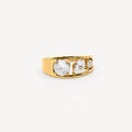 Mira Three Stone Engagement Ring | Mixed Cut Cubic Zirconia, 18k Gold Plated 0