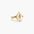 Mira Vintage Ring | Mother of Pearl, 18k Gold Plated, Adjustable Size 0