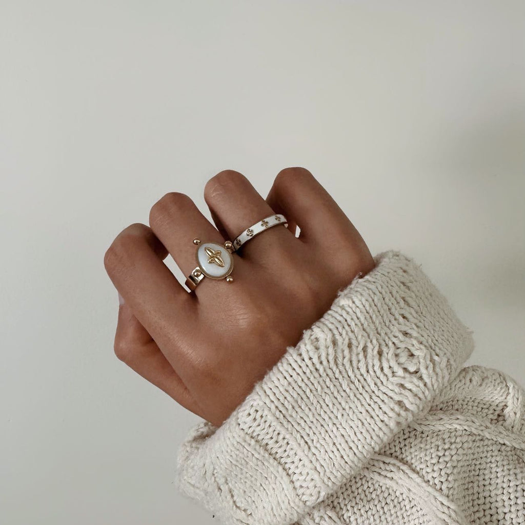 Mira Vintage Ring | Mother of Pearl, 18k Gold Plated, Adjustable Size 2