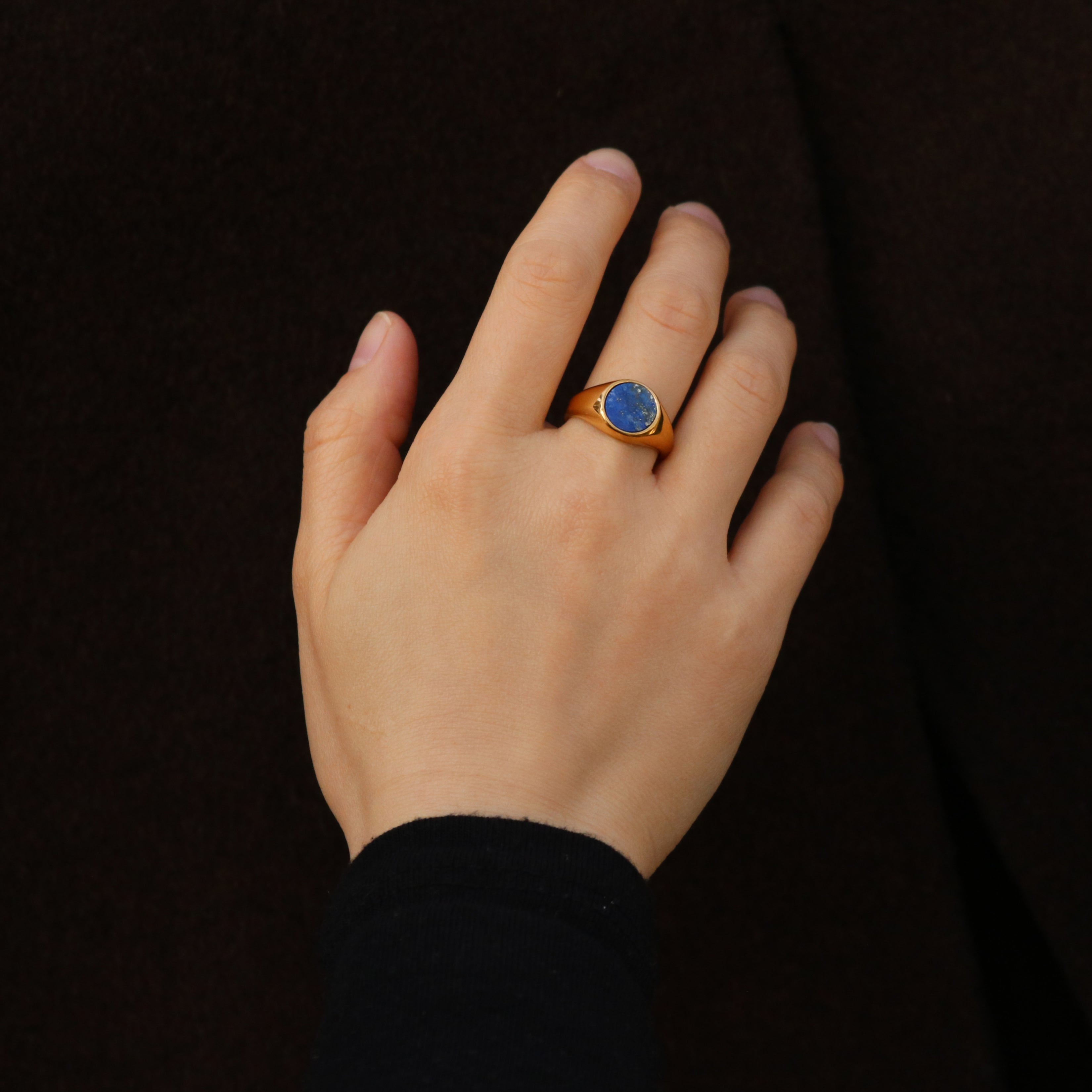 Mira Womens Signet Ring | Lapis Lazuli, 18k Gold Plated 1