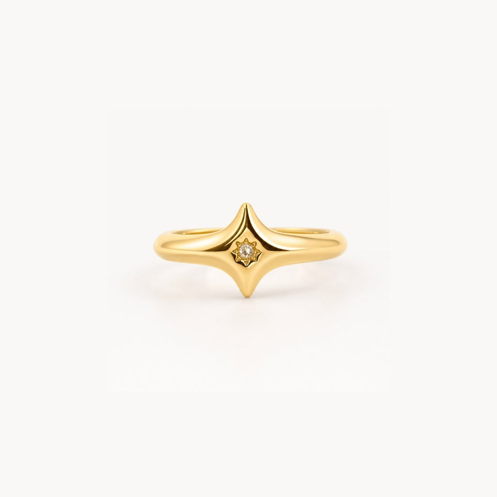 Nexa North Star Ring | 18k Gold Plated, Crystal Center 0