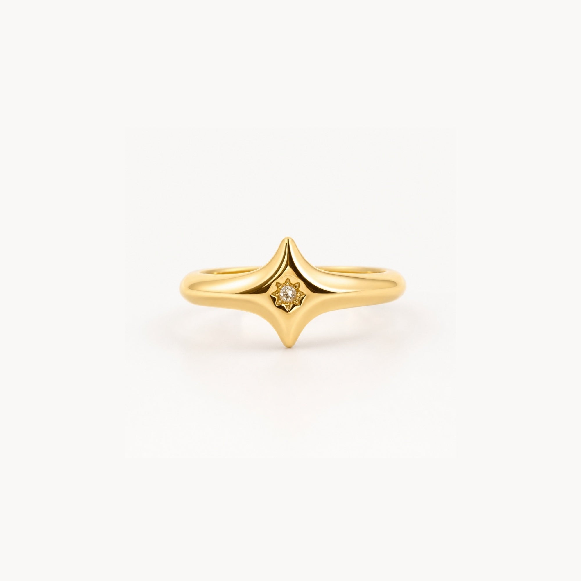 Nexa North Star Ring | 18k Gold Plated, Crystal Center 0