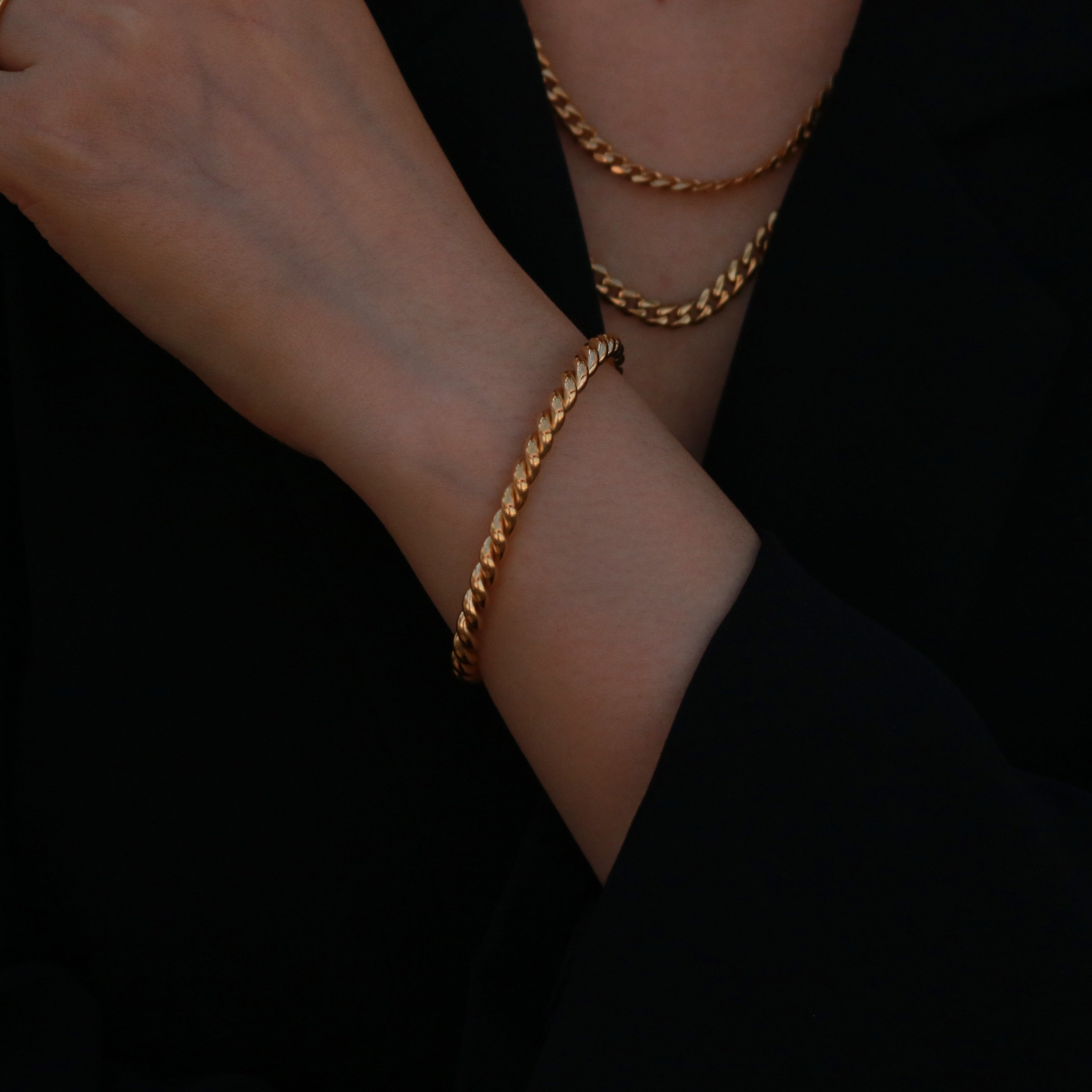 Niko Twisted Cuff Bracelet | 18k Gold Plated, Adjustable, Waterproof 2