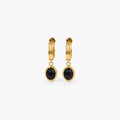 Obsidian Hoop Earrings | 18k Gold Plated, Black Onyx Drop 0