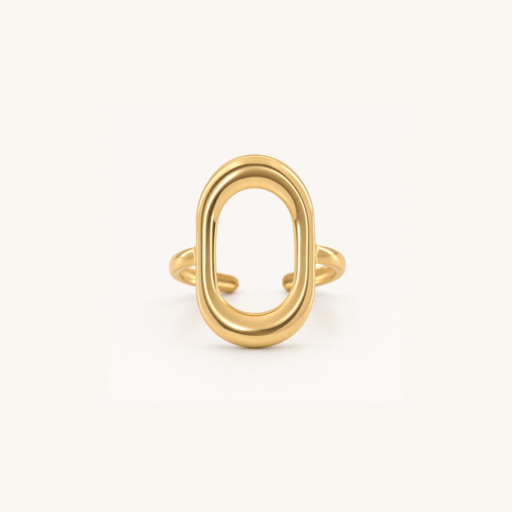 Opal Open Oval Ring | 18k Gold Plated, Adjustable Design 0