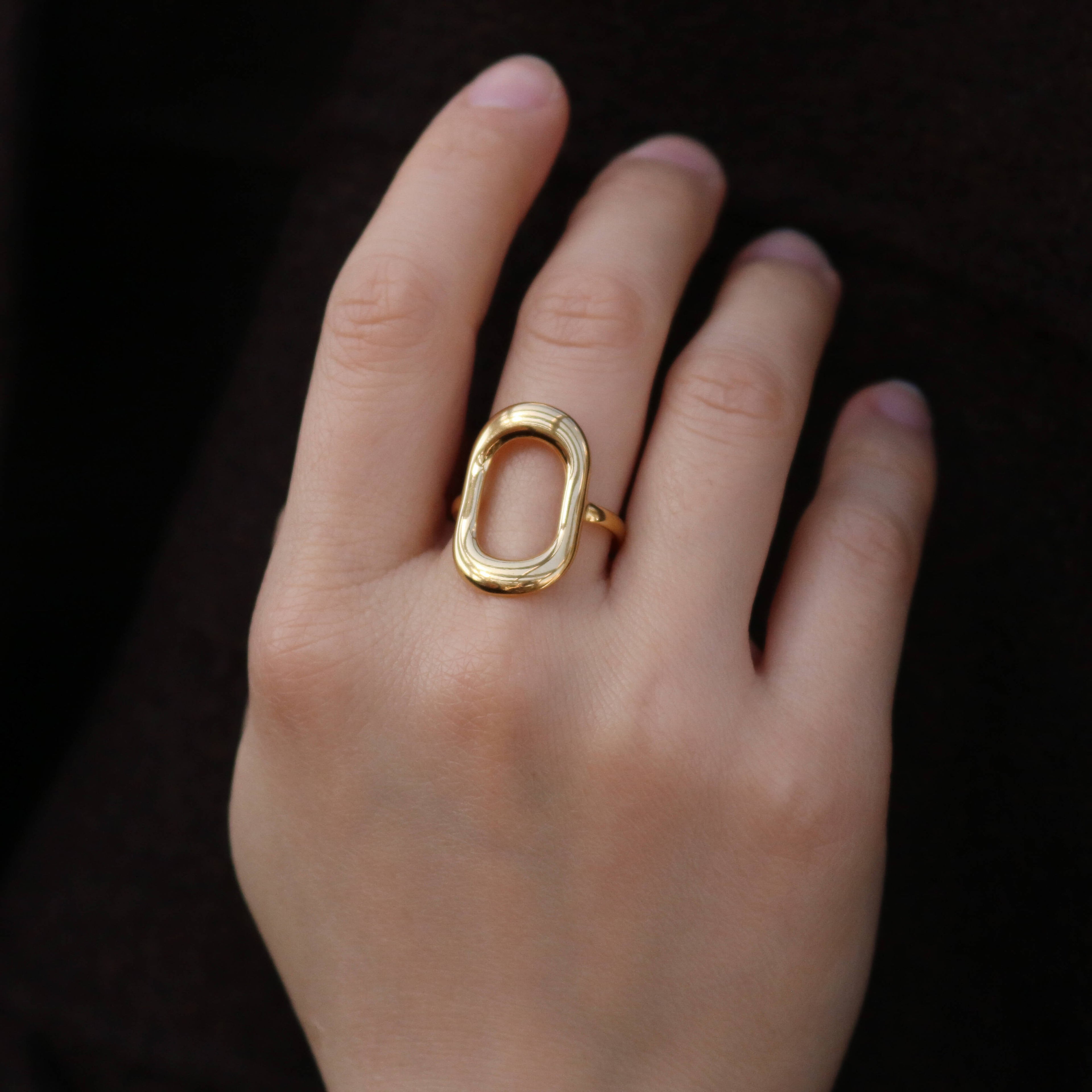 Opal Open Oval Ring | 18k Gold Plated, Adjustable Design 1