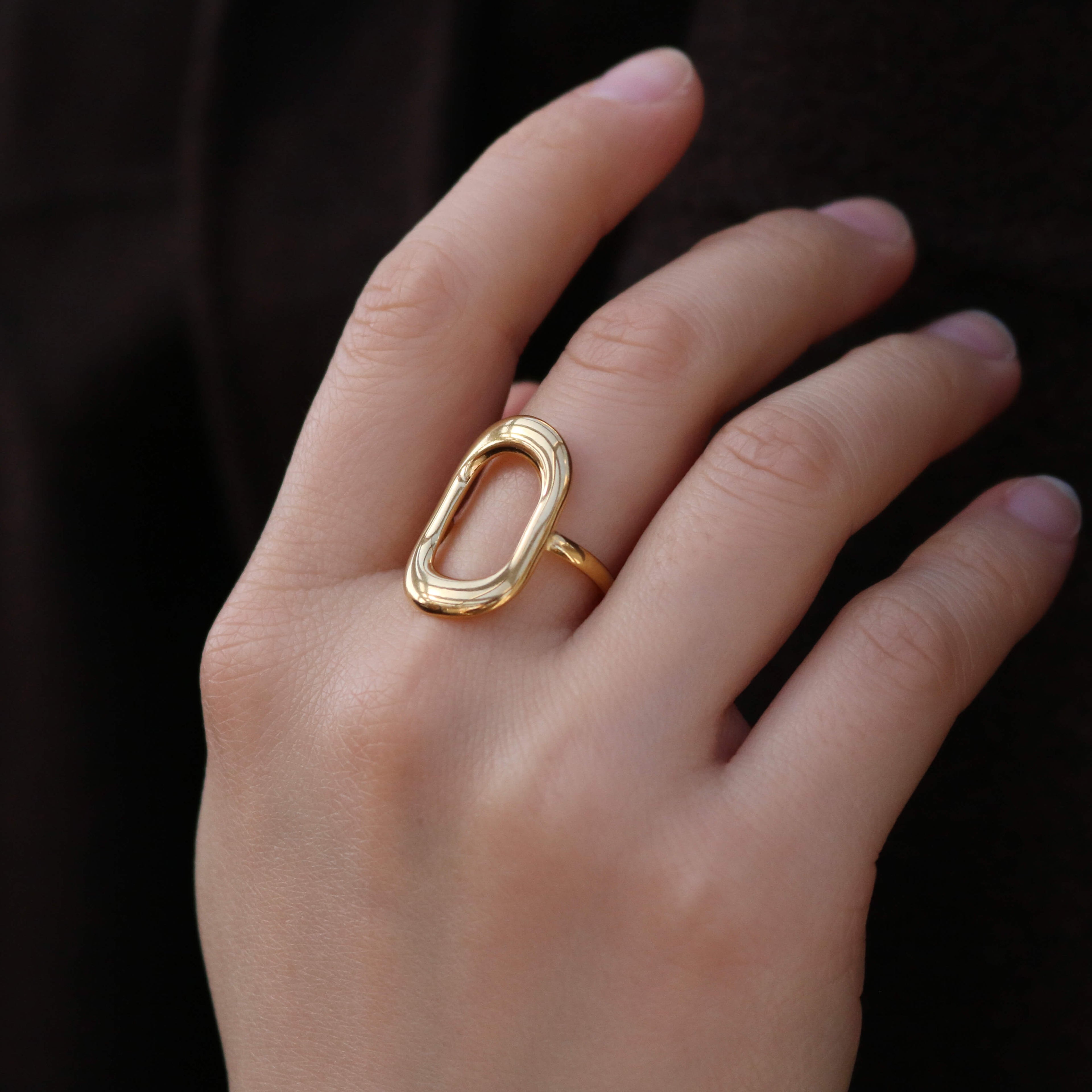 Opal Open Oval Ring | 18k Gold Plated, Adjustable Design 2