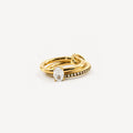 Opalyn Duo Ring Set | 18k Gold Plated, Oval Solitaire and Pave Bands 0