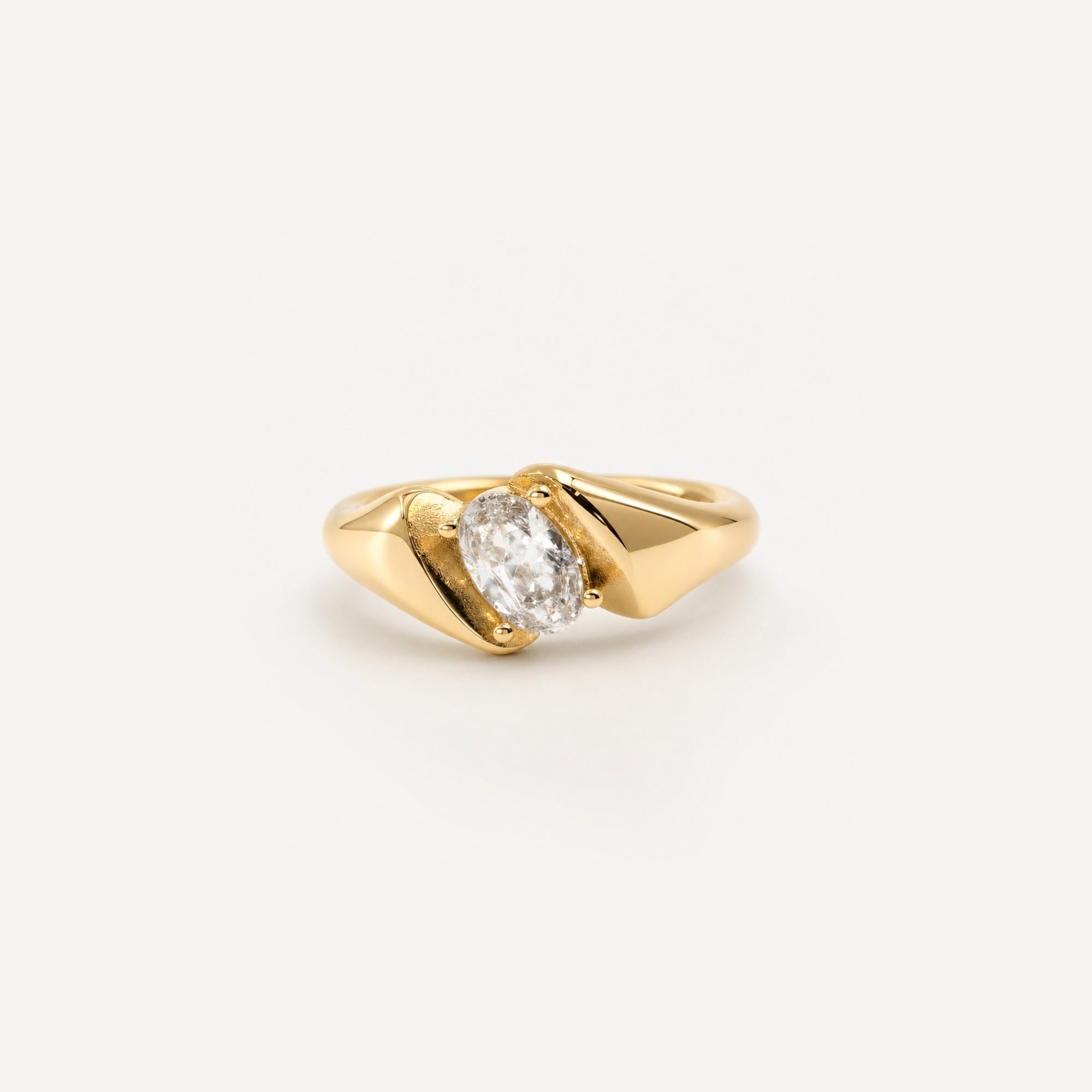 Ophelia Bypass Wrap Ring | 18k Gold Plated Oval Crystal 0