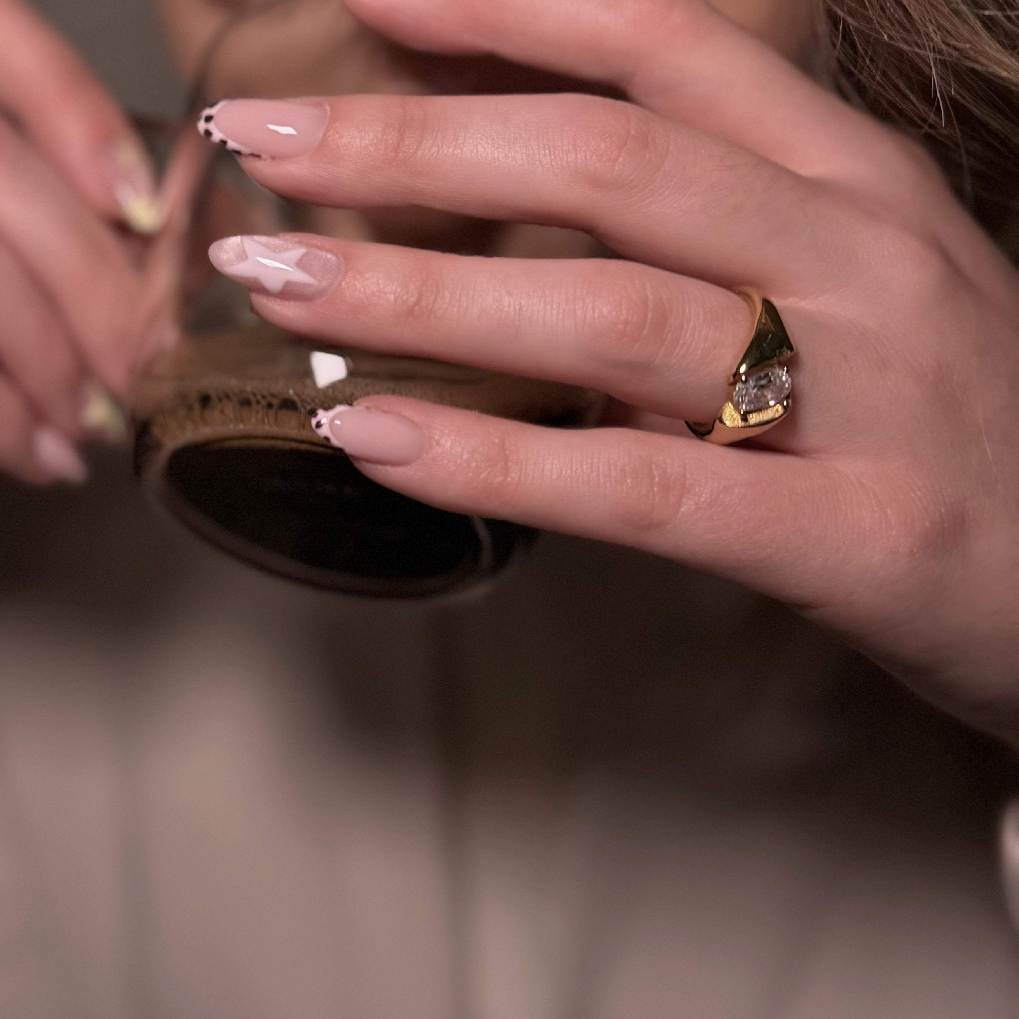 Ophelia Bypass Wrap Ring | 18k Gold Plated Oval Crystal 5