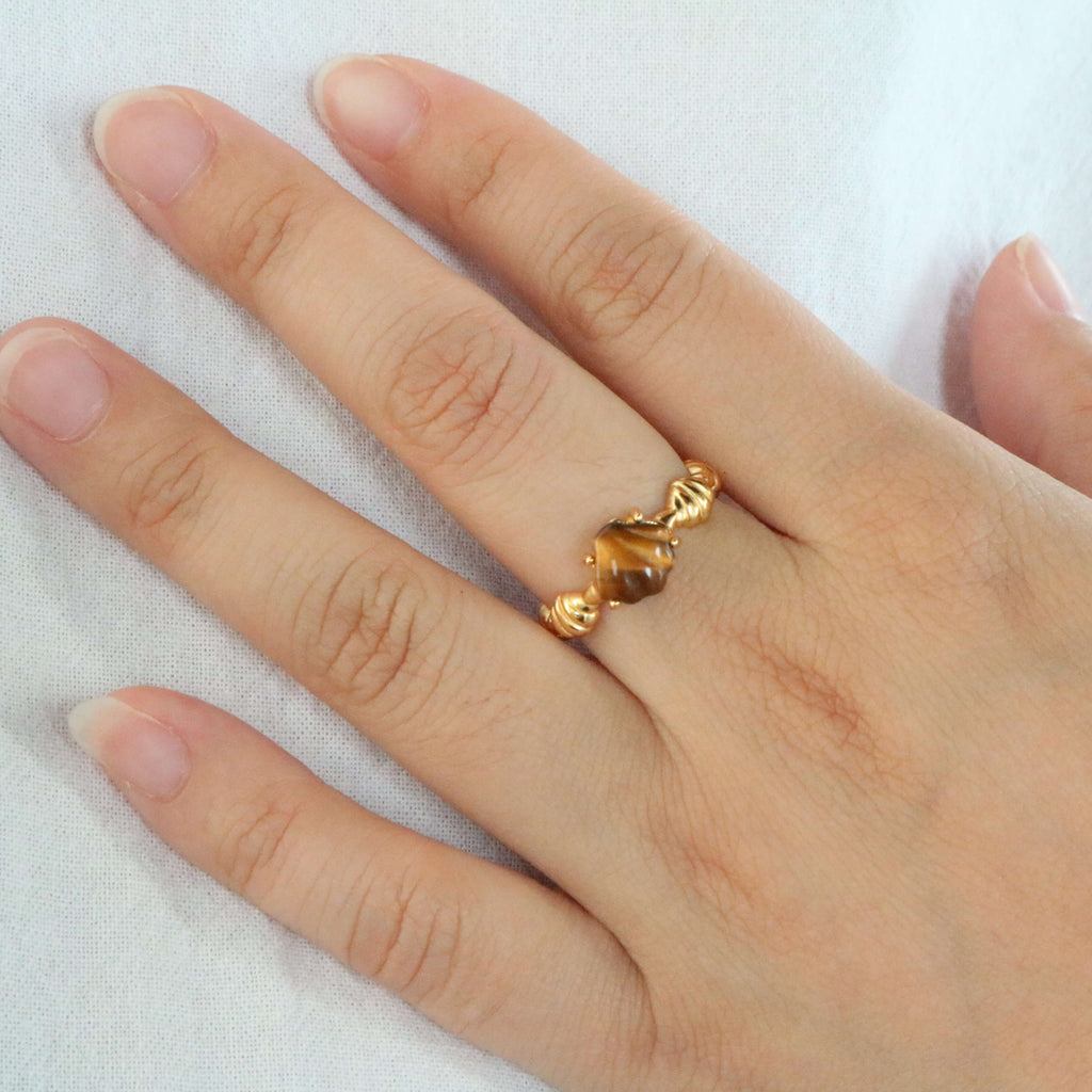 Orion Spirit Ring | Tiger's Eye Stone, Adjustable Gold-Plated Band 1