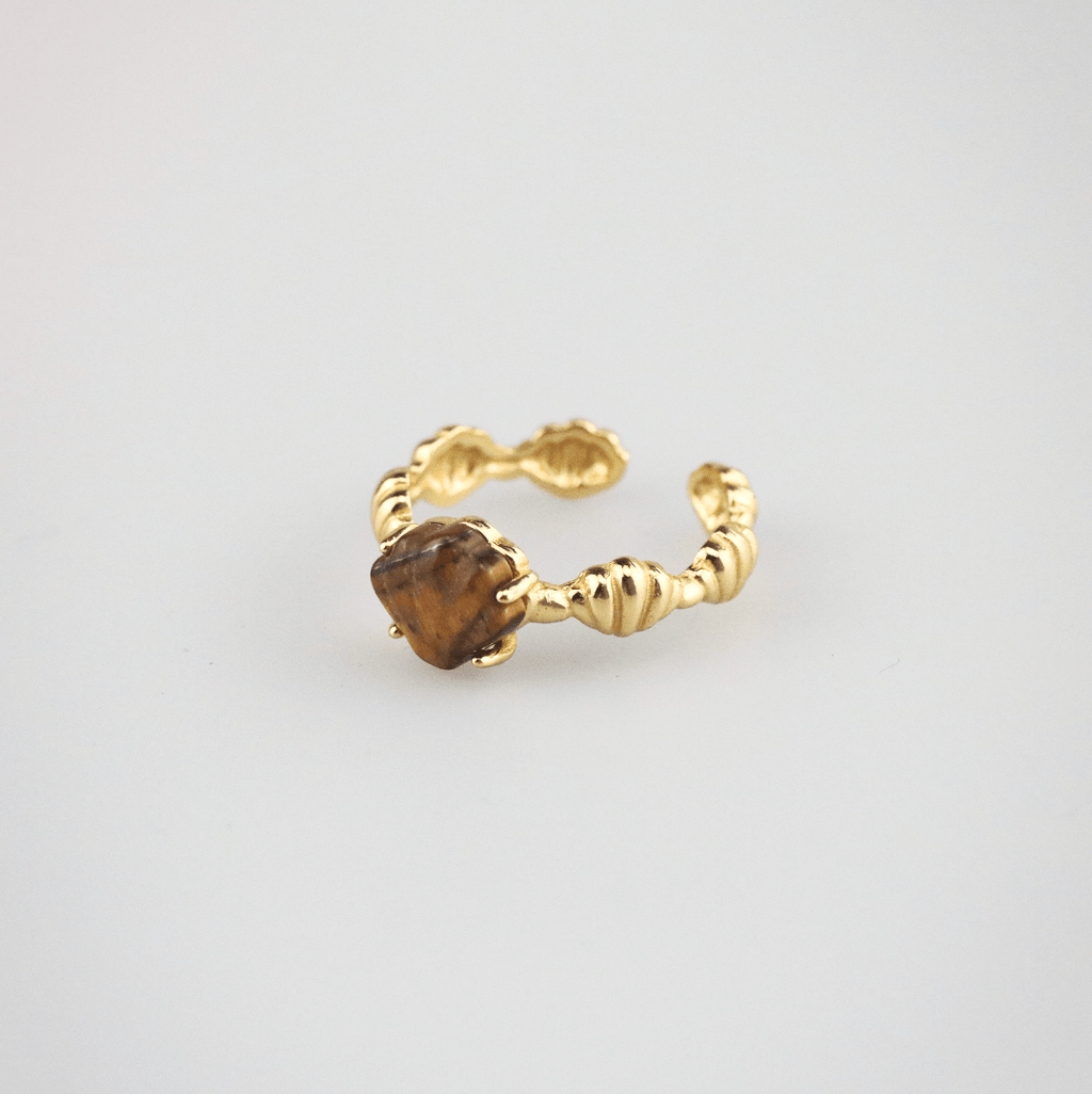 Orion Spirit Ring | Tiger's Eye Stone, Adjustable Gold-Plated Band 3
