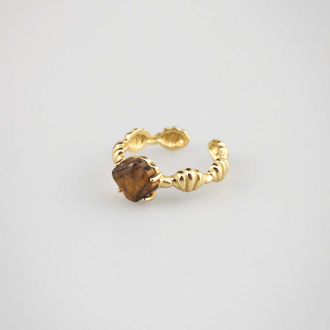 Orion Spirit Ring | Tiger's Eye Stone, Adjustable Gold-Plated Band 3