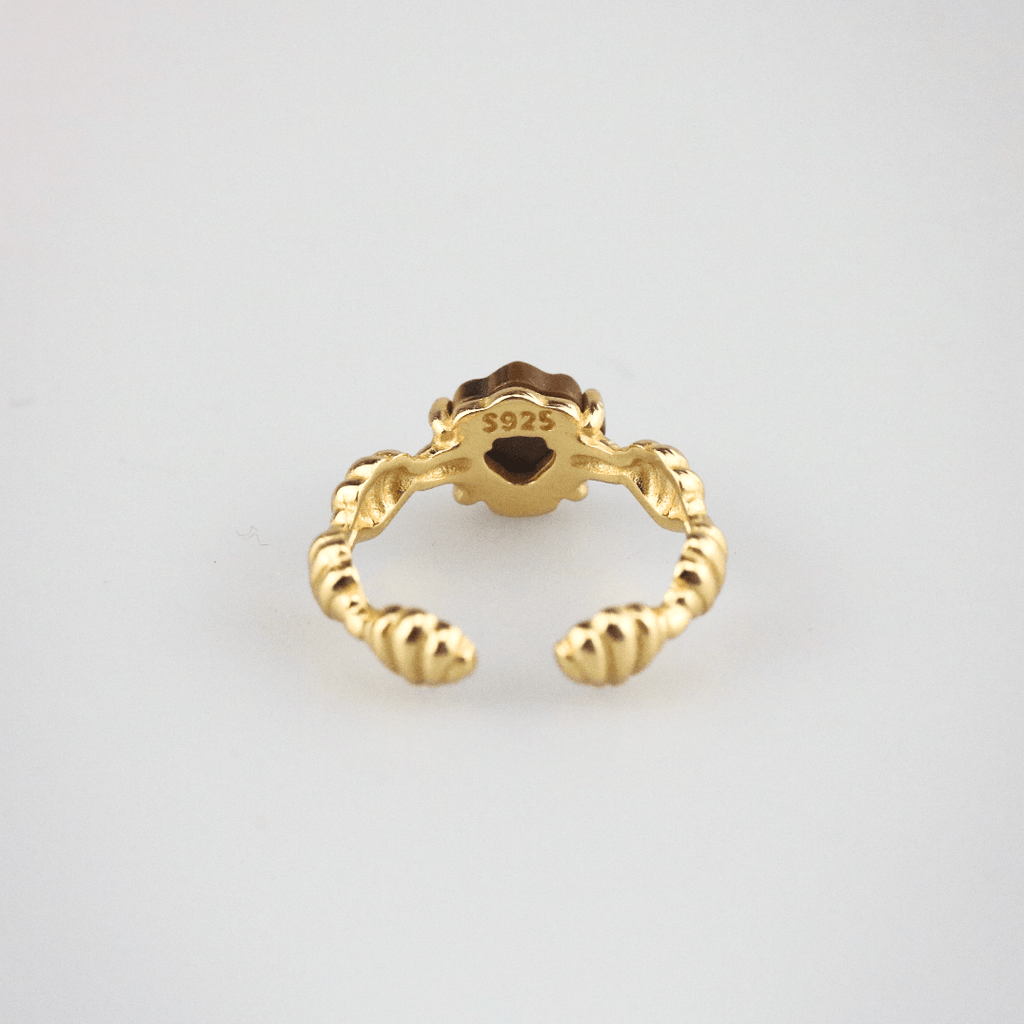 Orion Spirit Ring | Tiger's Eye Stone, Adjustable Gold-Plated Band 4