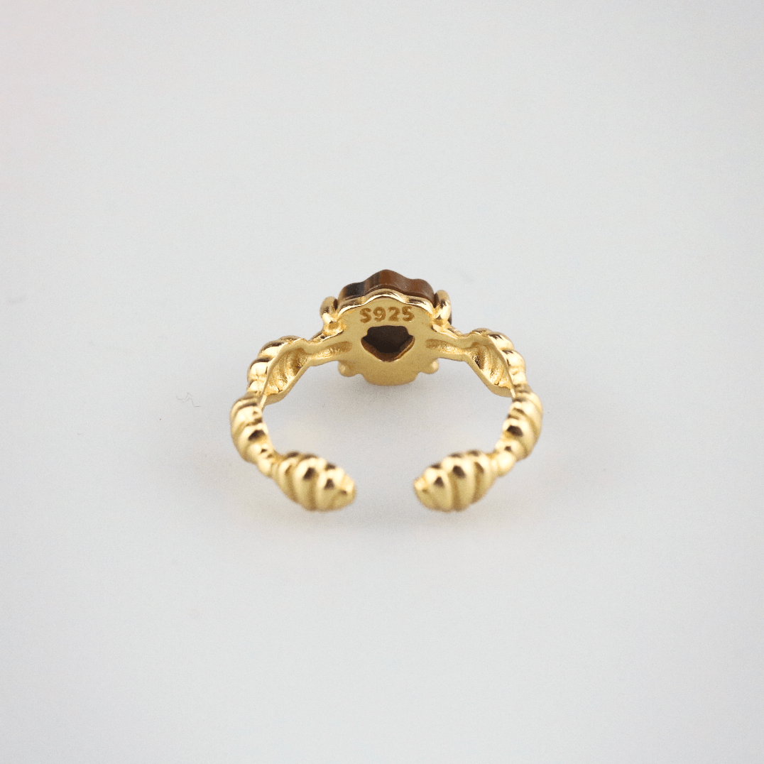 Orion Spirit Ring | Tiger's Eye Stone, Adjustable Gold-Plated Band 4