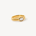 Pavia Gold Stacker Ring | 18k Gold Plated, Dual Band with Faux Pearl 0