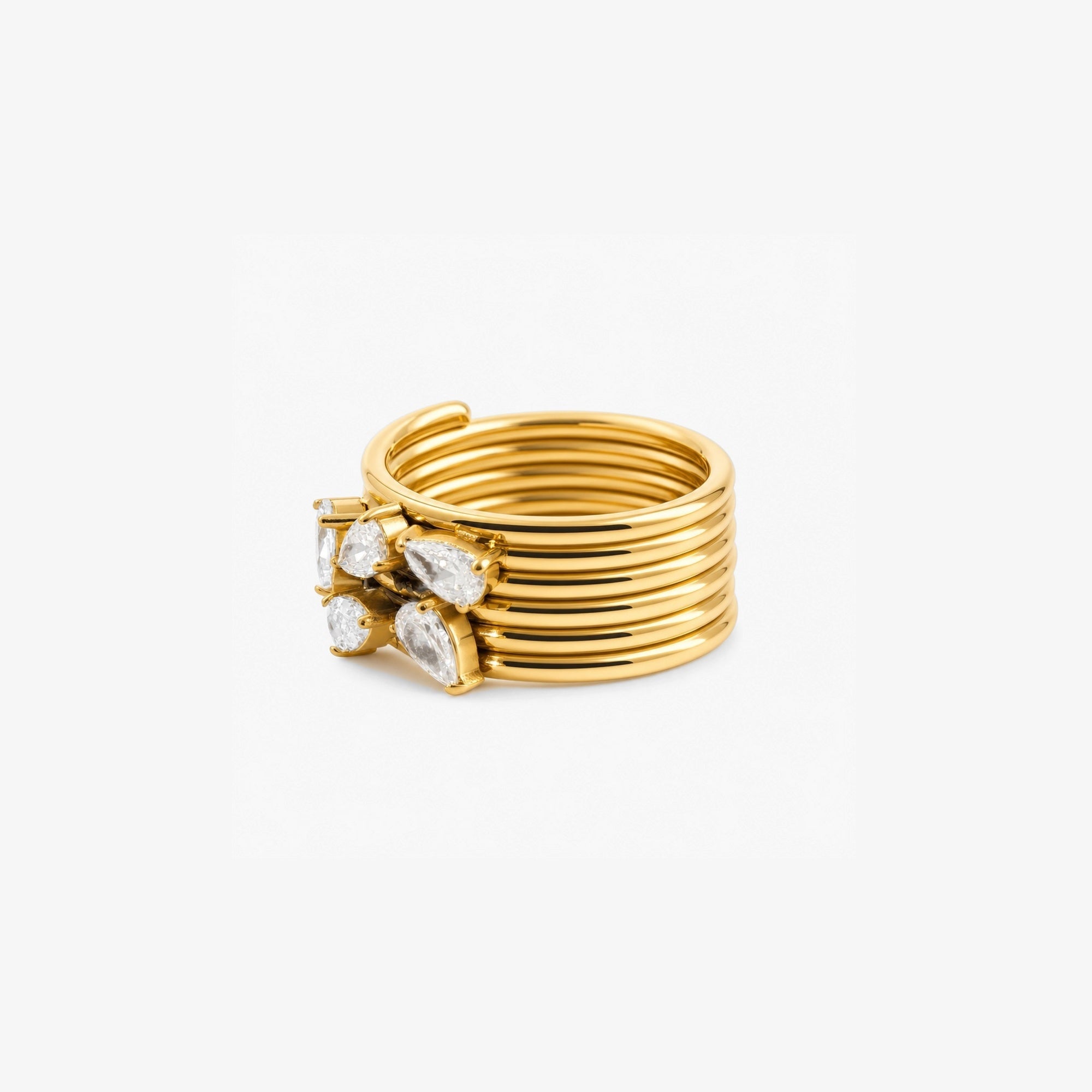 Pavo Cluster Ring | 18k Gold Plated, Pear-Cut CZ Stones 2