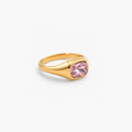 Pavo Emerald Cut Ring | Pink Stone, 18k Gold Plated 0