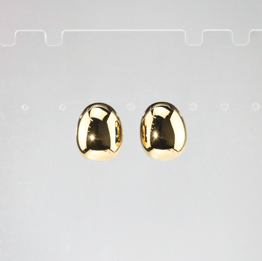 Pavo Gold Earrings | 18k Gold Plated, Polished Pebble Design for Women 0