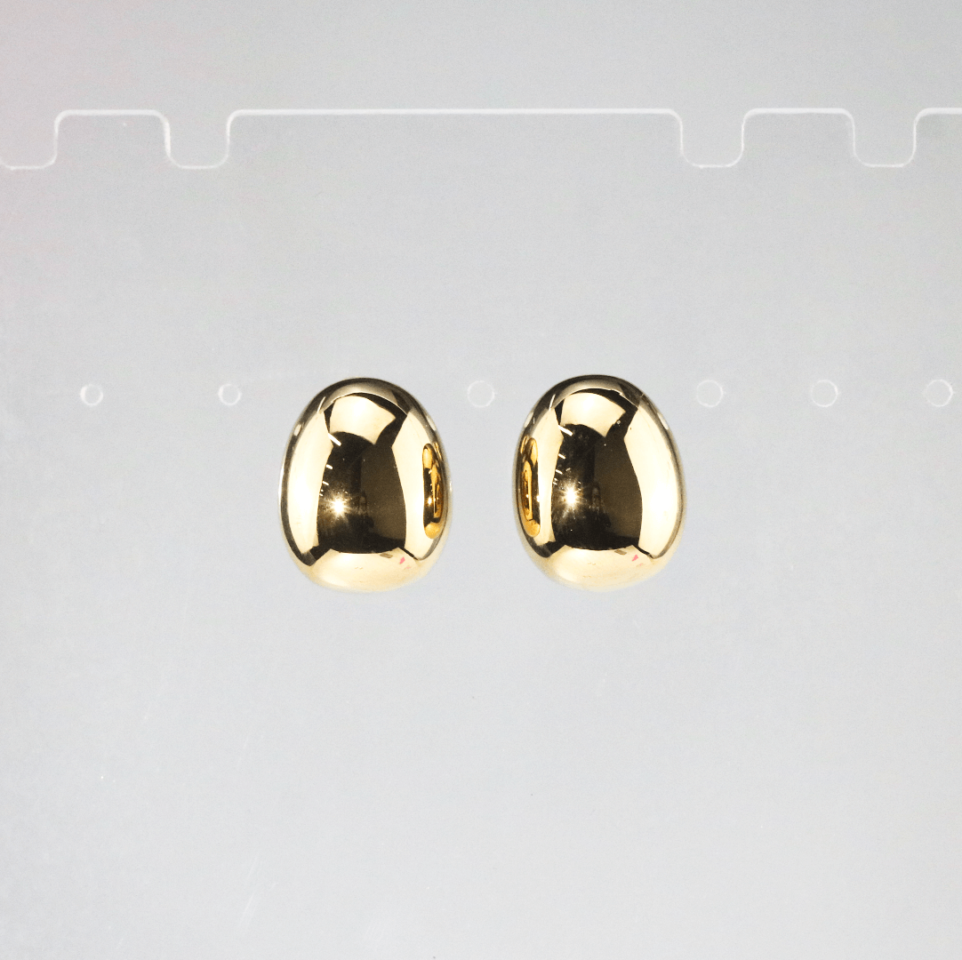 Pavo Gold Earrings | 18k Gold Plated, Polished Pebble Design for Women 0