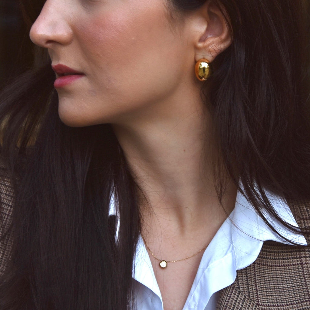 Pavo Gold Earrings | 18k Gold Plated, Polished Pebble Design for Women 2