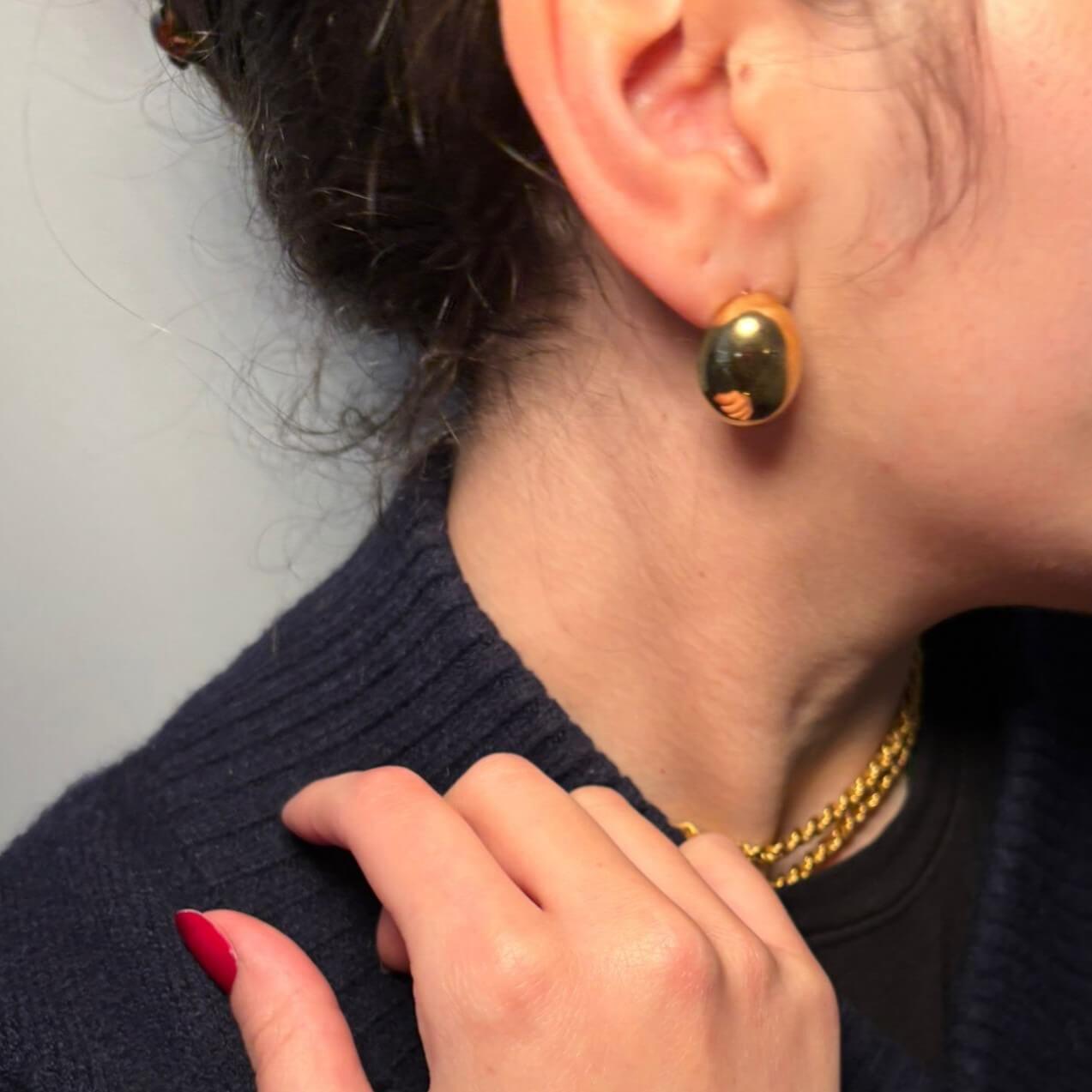 Pavo Gold Earrings | 18k Gold Plated, Polished Pebble Design for Women 7