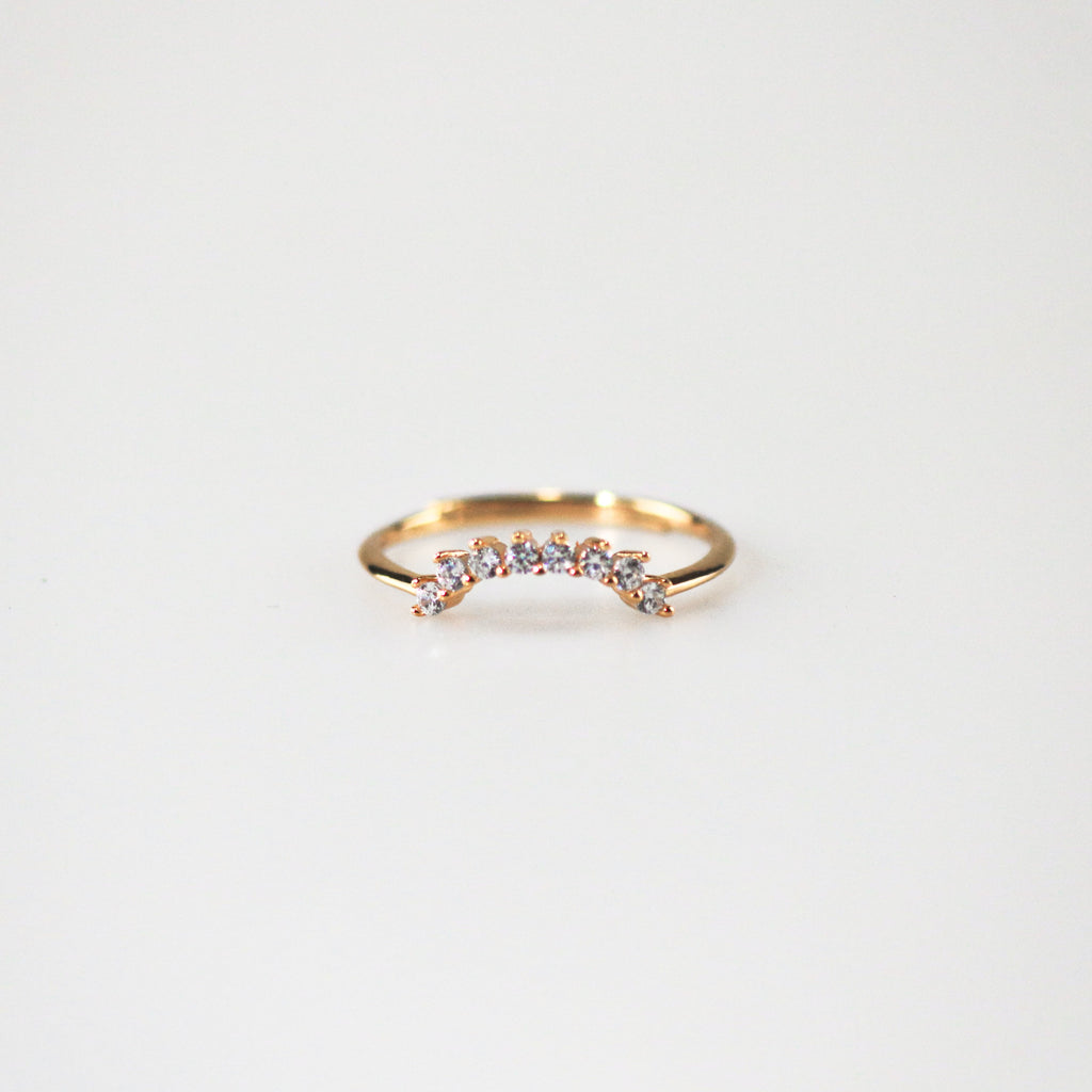 Pavo Pearl Crown Ring and Arch Band Ring Set | 9k Gold Plated Sterling Silver, Adjustable 2