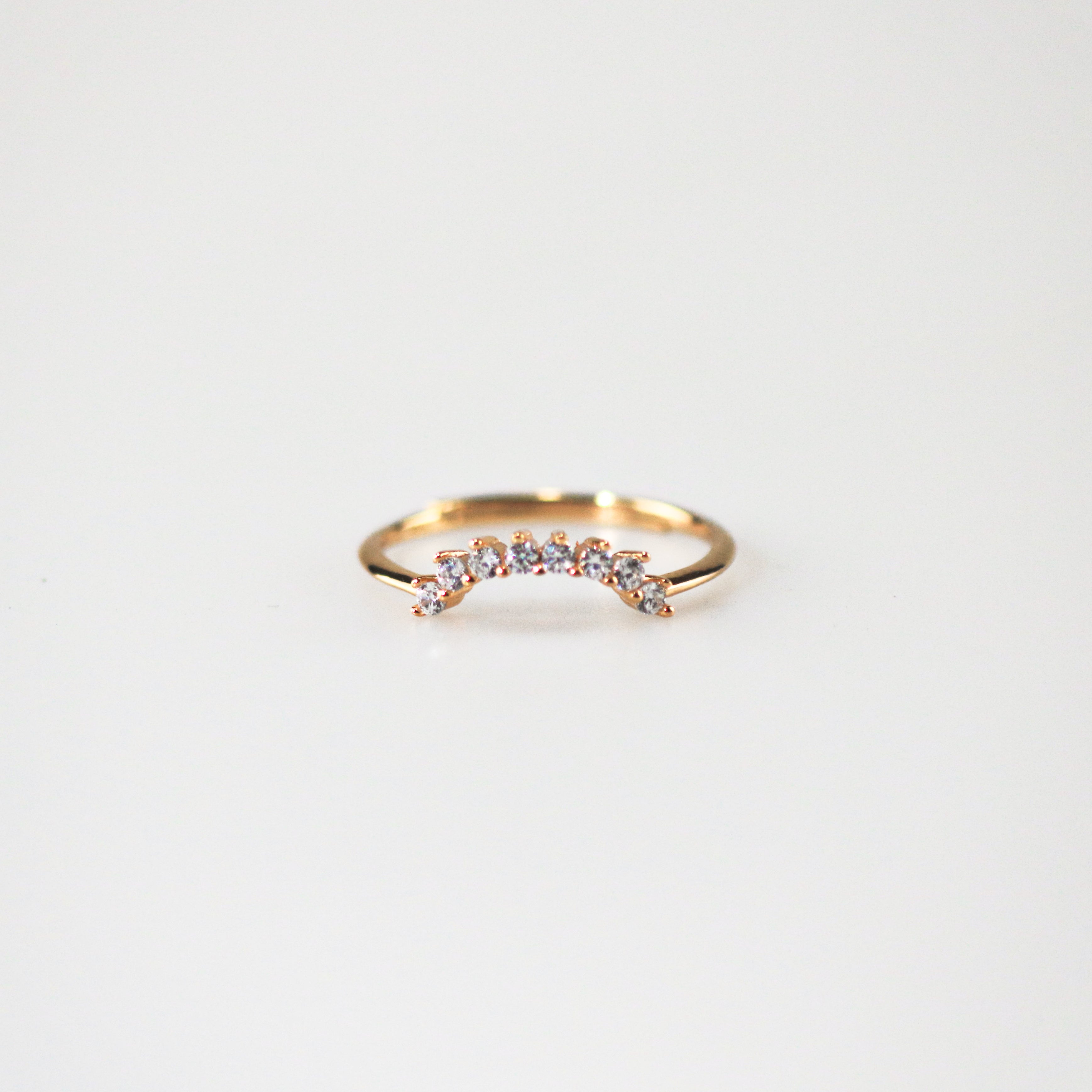 Pavo Pearl Crown Ring and Arch Band Ring Set | 9k Gold Plated Sterling Silver, Adjustable 2
