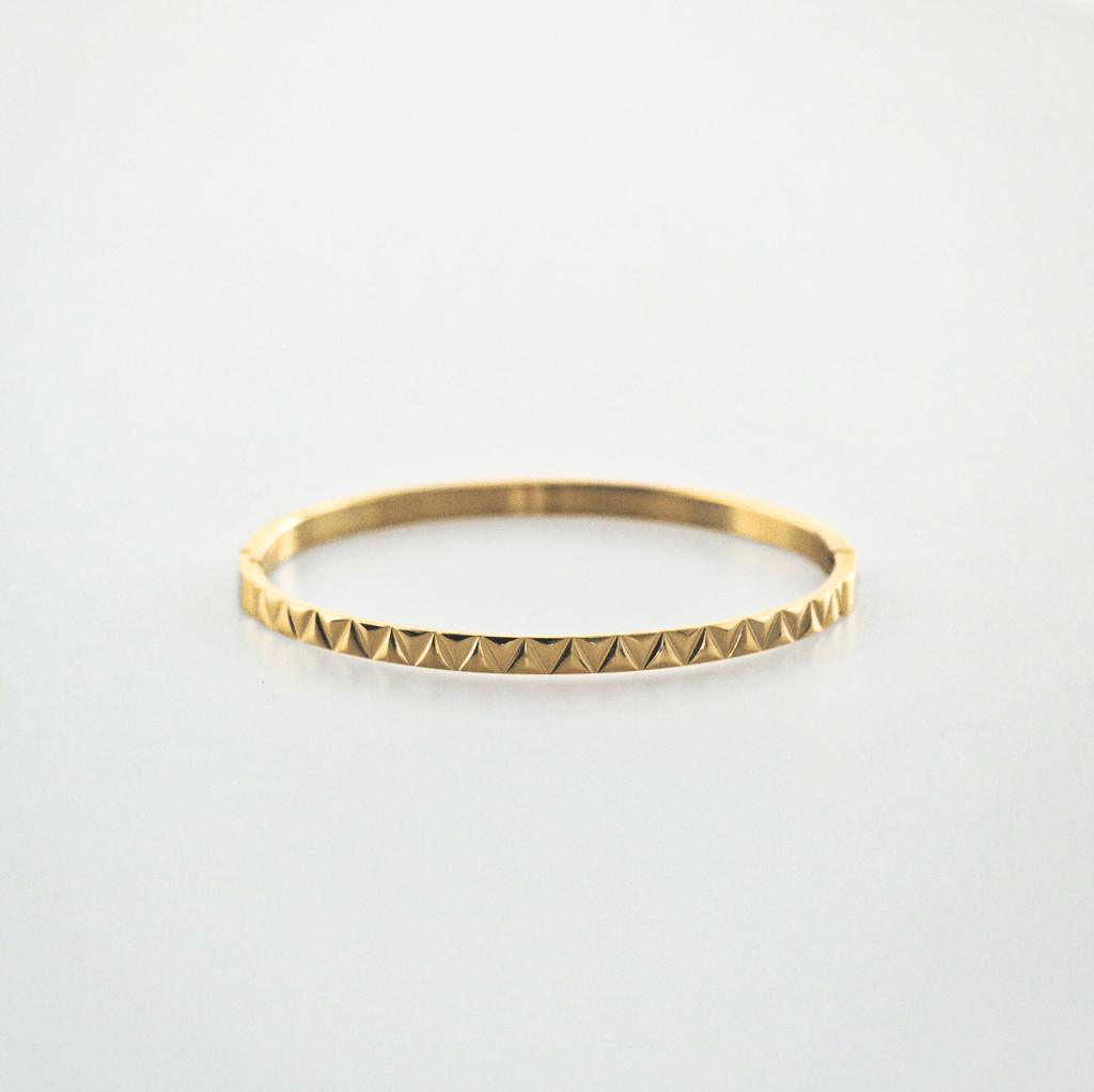 Pavo Pyramid Bangle | 18k Gold Plated Stainless Steel, Modern Design 0
