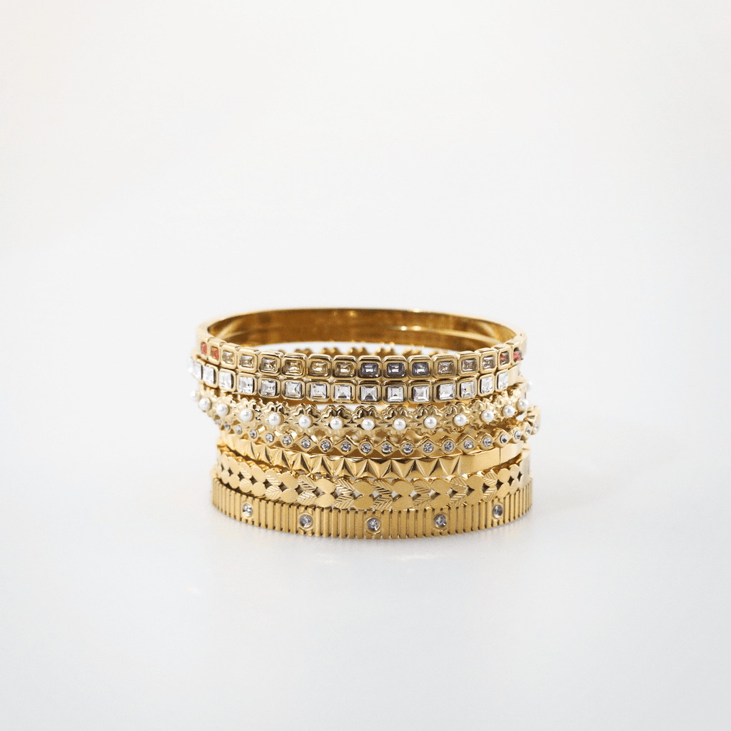 Pavo Pyramid Bangle | 18k Gold Plated Stainless Steel, Modern Design 6