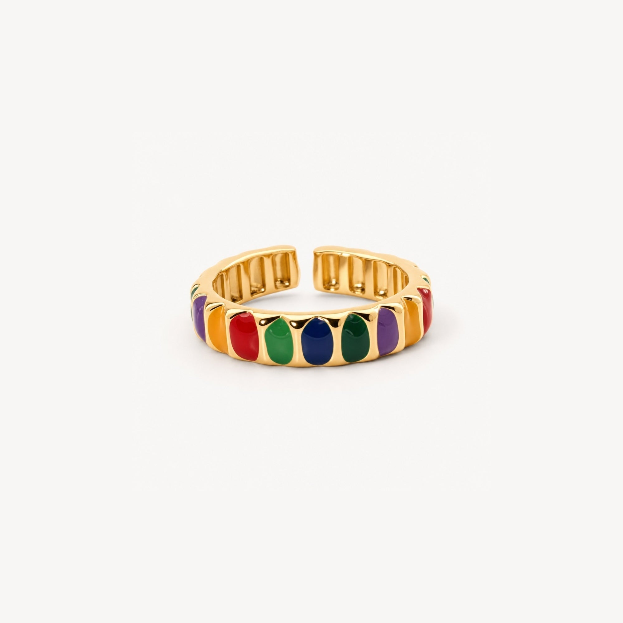 Pavo Ring | 18k Gold Plated, Adjustable Multicolored Design 0