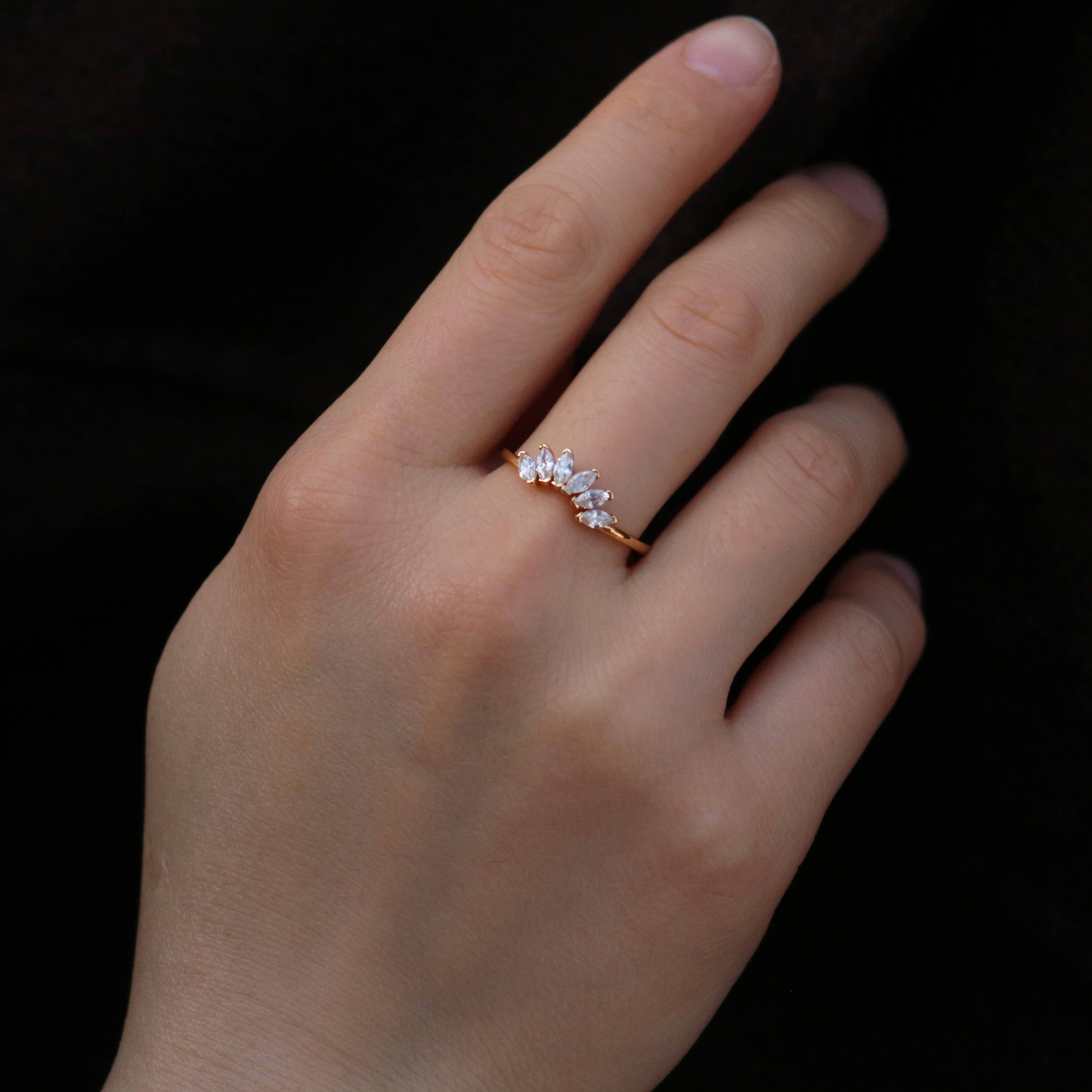 Prisma Crown Ring Set | 9k Gold Plated Sterling Silver Adjustable 2