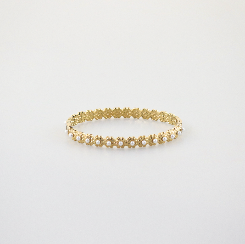 Pura Pearl Bangle Bracelet | 18k Gold Plated, Waterproof, Elegant Design 0