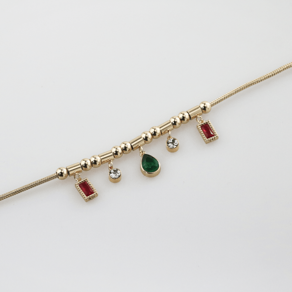 Ravenna Charm Bracelet | Ruby and Emerald Crystal, 18k Gold Plated 2