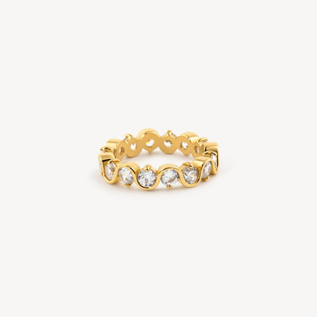 Riva Eternity Ring for Women | 18K Gold Plated, Scalloped Edge with CZ Stones 0