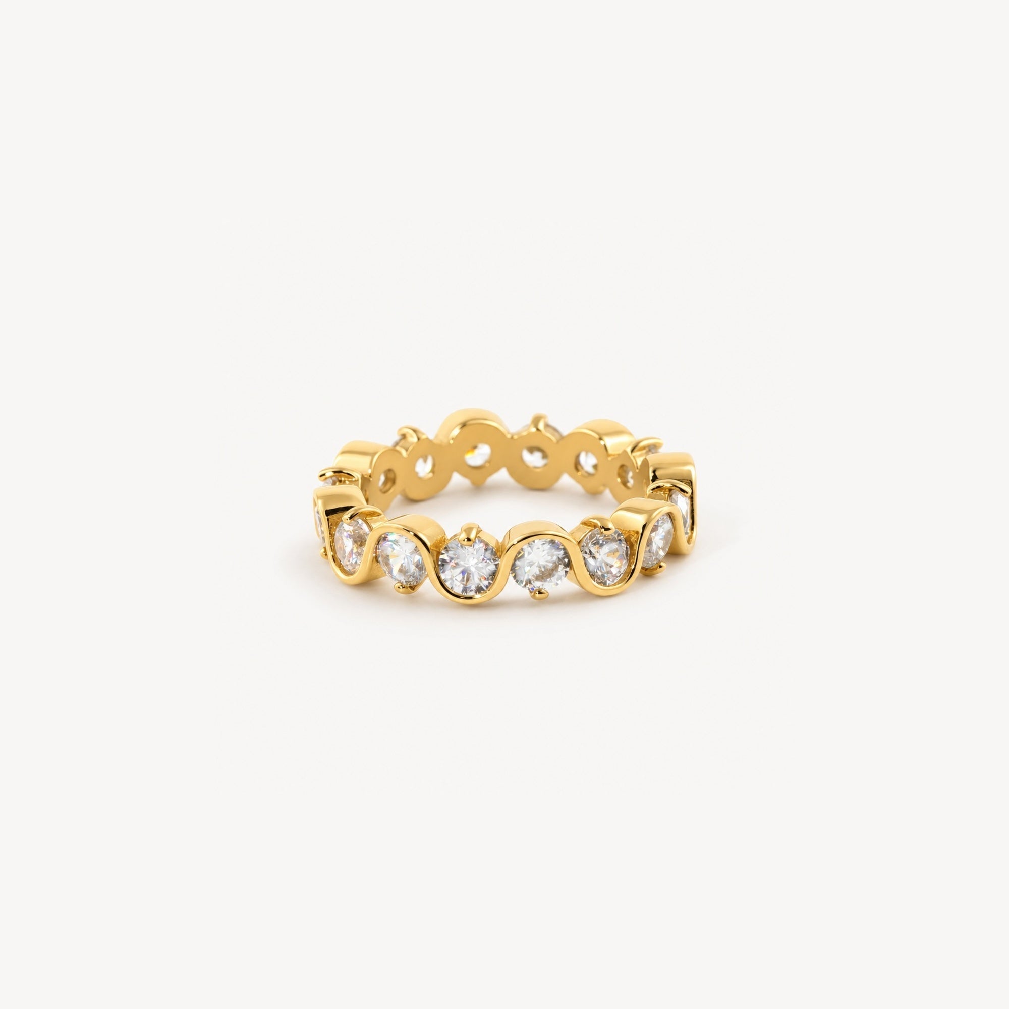 Riva Eternity Ring for Women | 18K Gold Plated, Scalloped Edge with CZ Stones 0