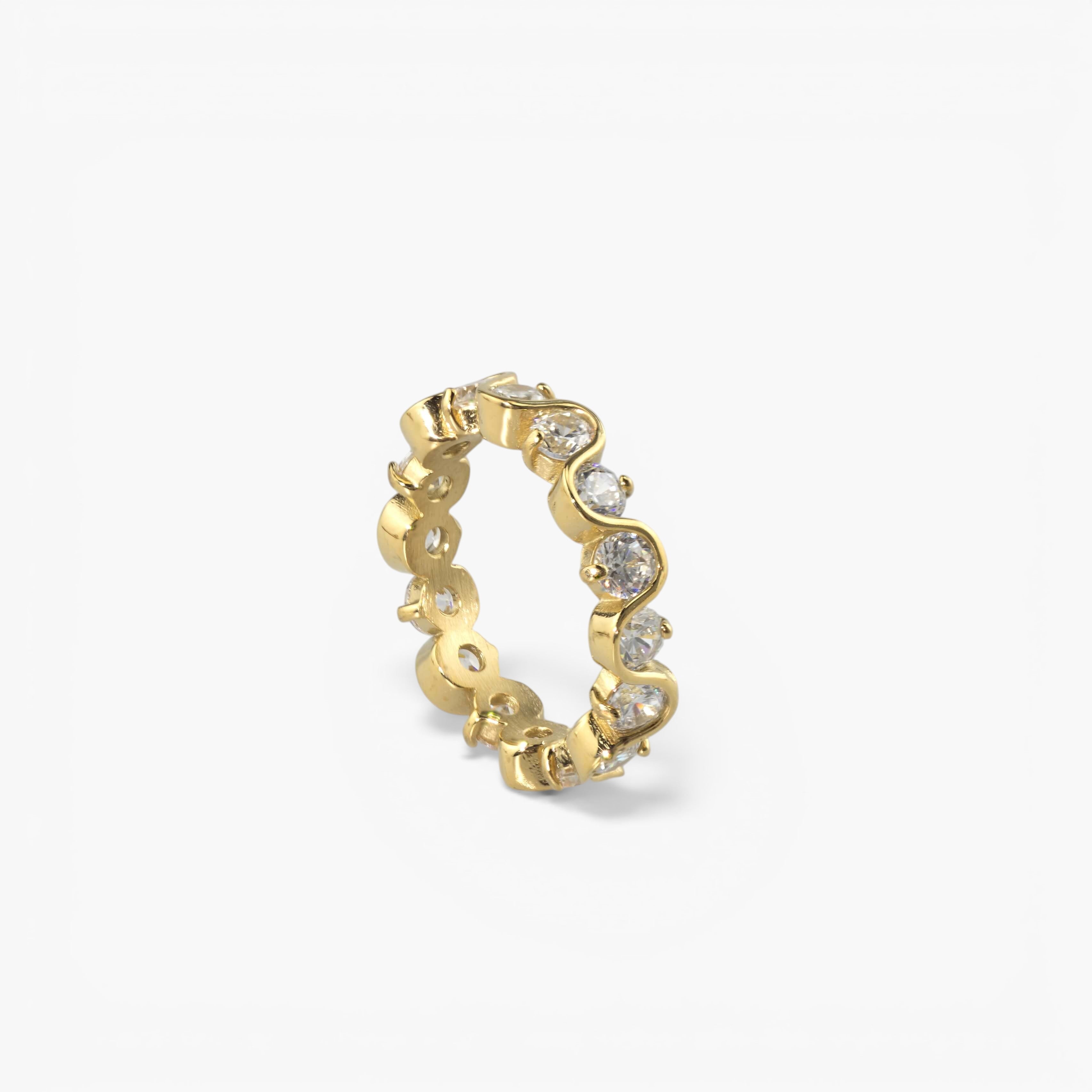 Riva Eternity Ring for Women | 18K Gold Plated, Scalloped Edge with CZ Stones 2