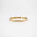 Riva Gold Bangle Bracelet | 18k Gold Plated, Ribbed Texture with Crystal Accents 0