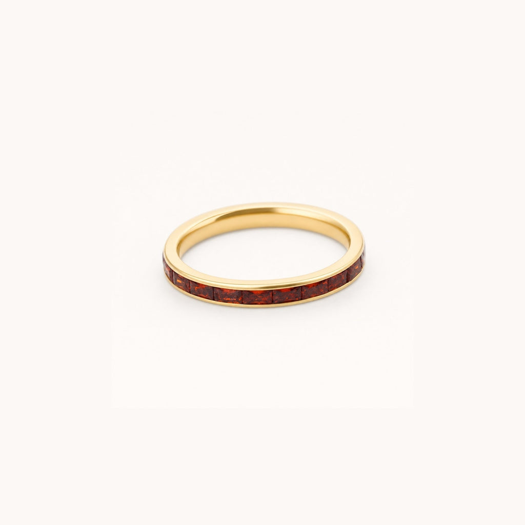 Riva Slim Band Ring | Ruby Stones, 18k Gold Plated 0