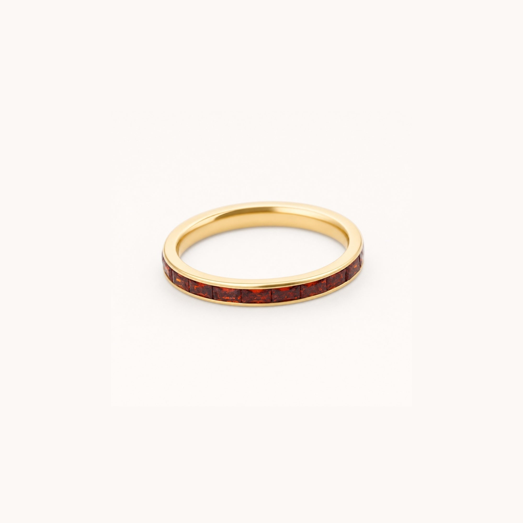 Riva Slim Band Ring | Ruby Stones, 18k Gold Plated 0