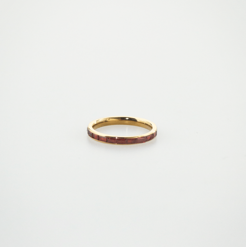 Riva Slim Band Ring | Ruby Stones, 18k Gold Plated 3