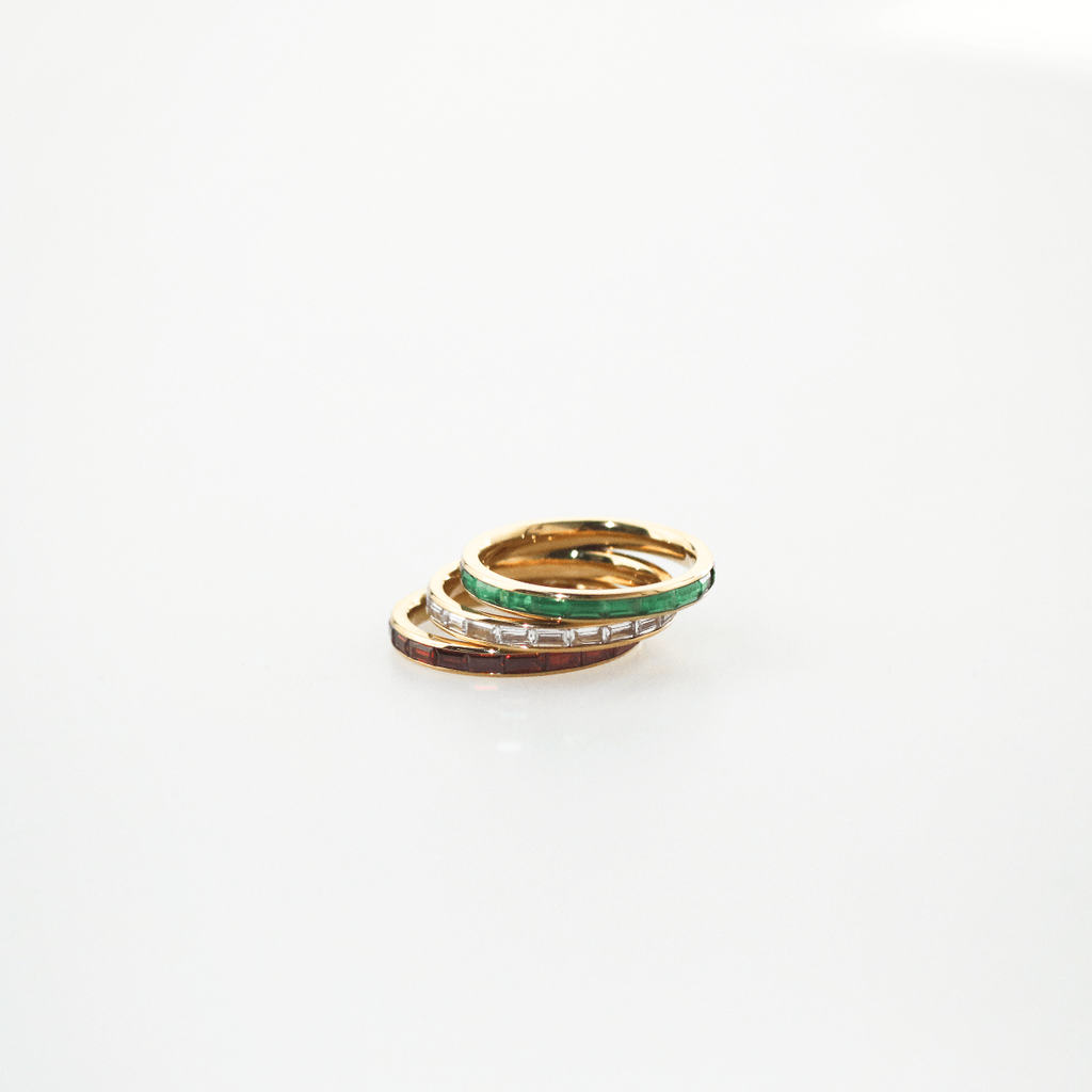 Riva Slim Band Ring | Ruby Stones, 18k Gold Plated 4