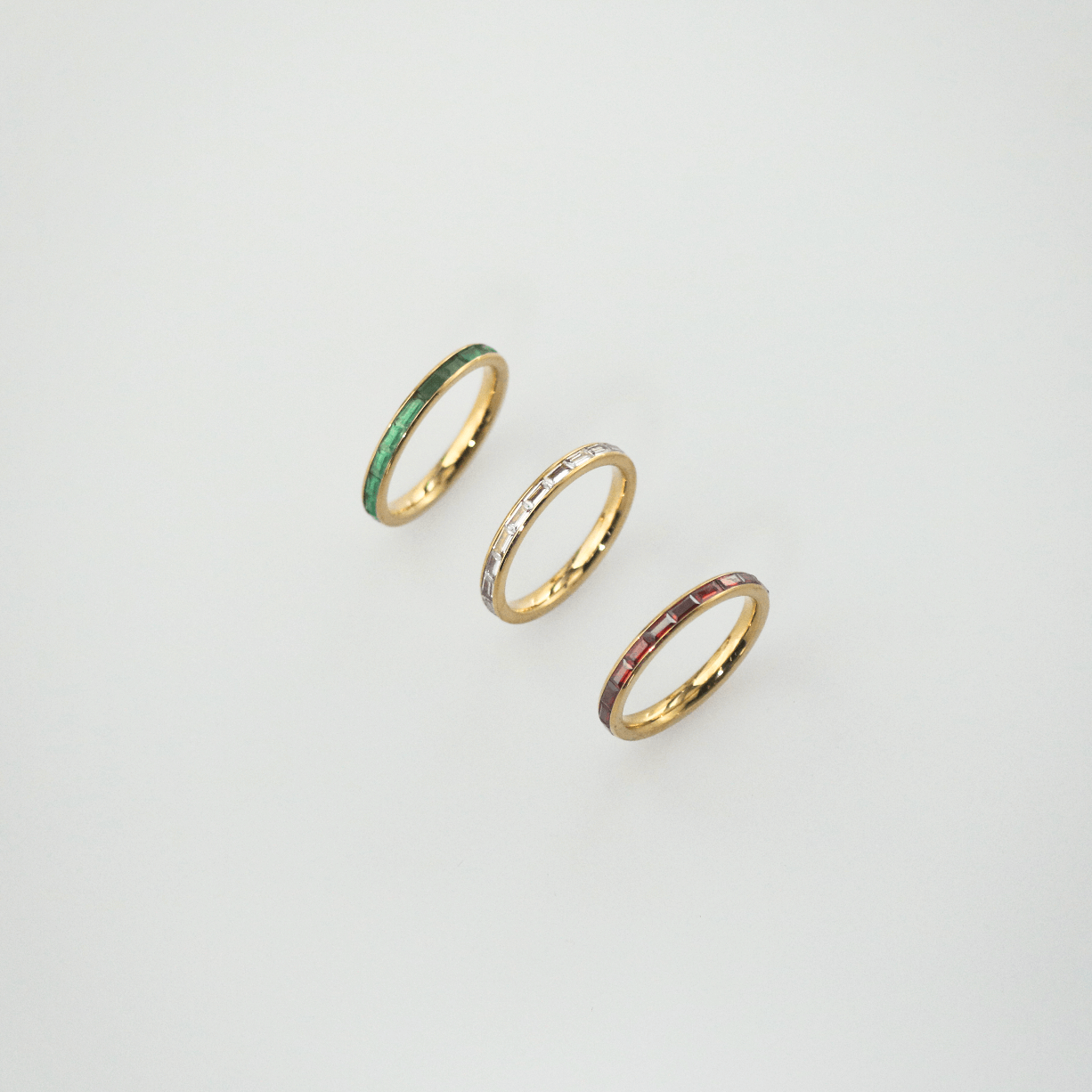 Riva Slim Band Ring | Ruby Stones, 18k Gold Plated 5