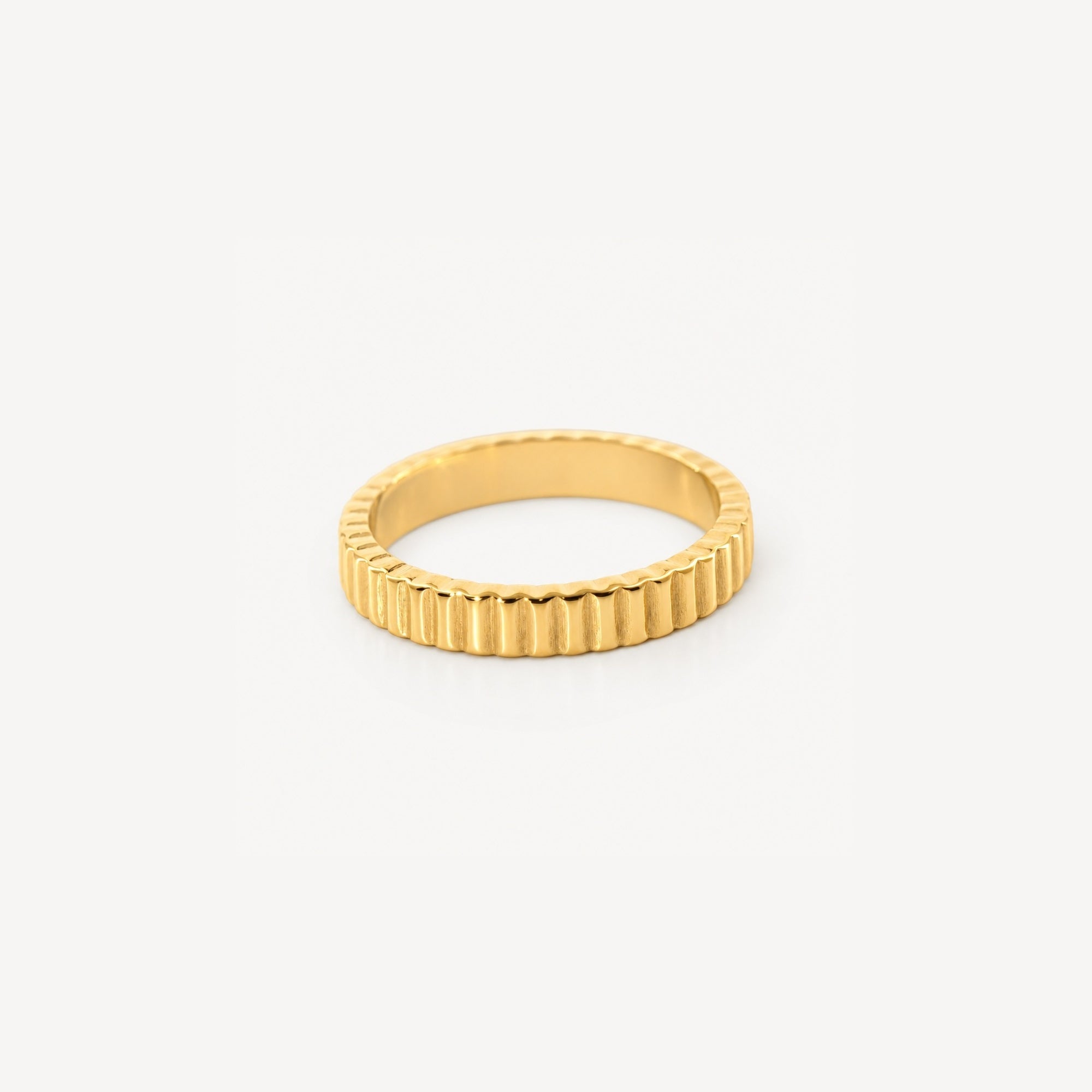 Riva Thin Band Ring | 18k Gold Plated, Ribbed Design 0