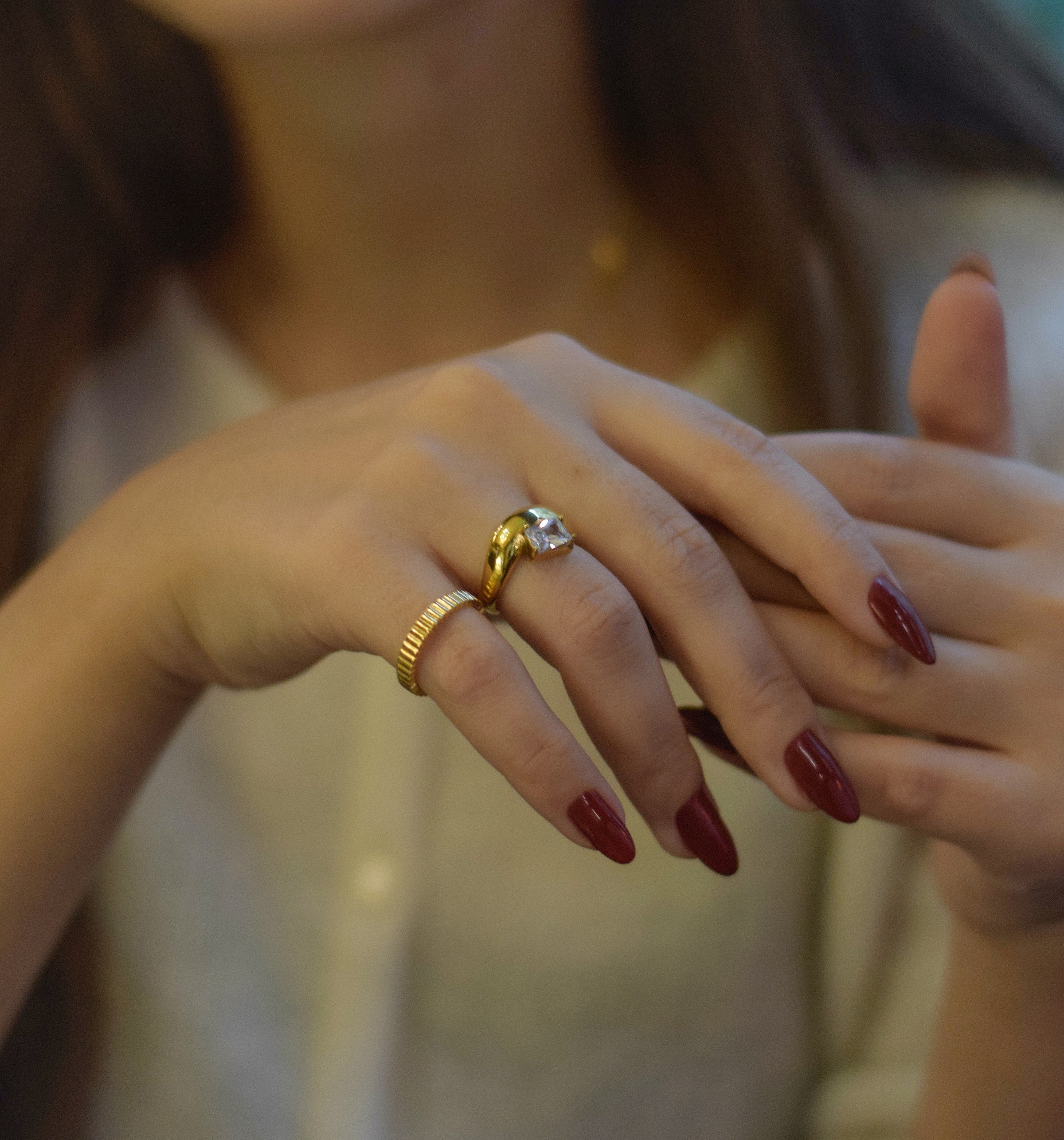 Riva Thin Band Ring | 18k Gold Plated, Ribbed Design 1